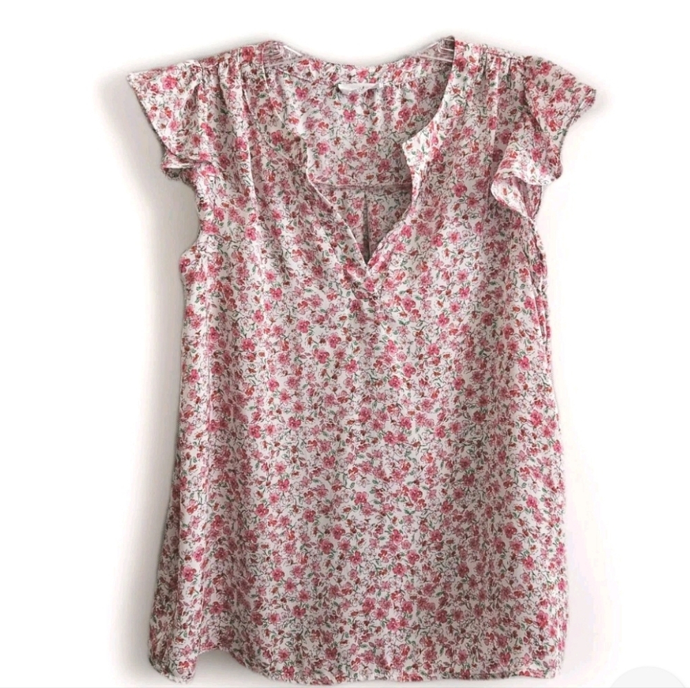 Emily Wonder Floral Top Pink Satin Pullover